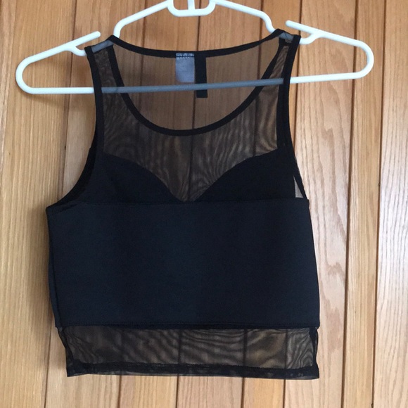 H&M Black Mesh Crop Top - Picture 2 of 2
